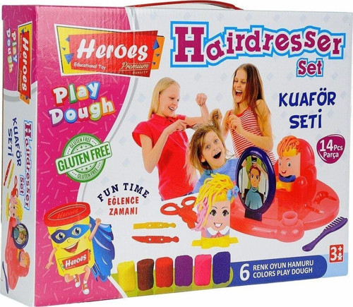 ERN-576 Heroes Kuaför Oyun Hamuru Seti Kız Erkek Çocuk Oyuncak Eğitici Oyuncaklar