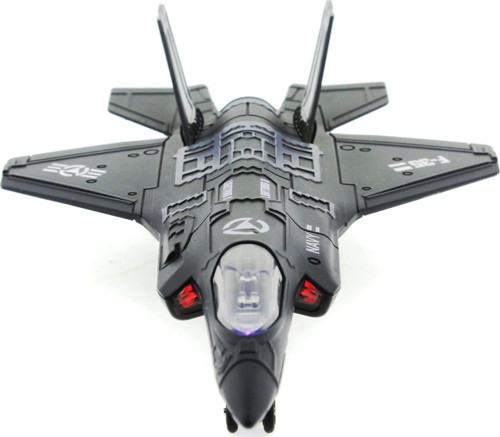 Çek Bırak Metal F-35 Benzeri Koyu Gri Savaş Uçağı Sesli Işıklı Kız Erkek Çocuk Oyuncak Eğitici Oyunc