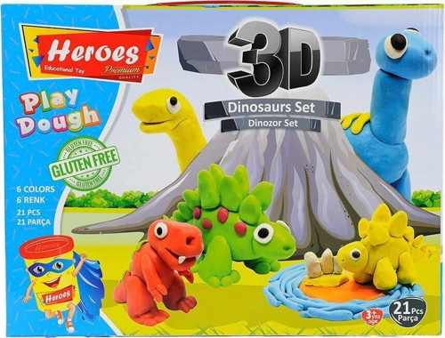 ERN-568 Heroes 3D Dinazor Oyun Hamur Seti - Eren Oyuncak Kız Erkek Çocuk Oyuncak Eğitici Oyuncaklar