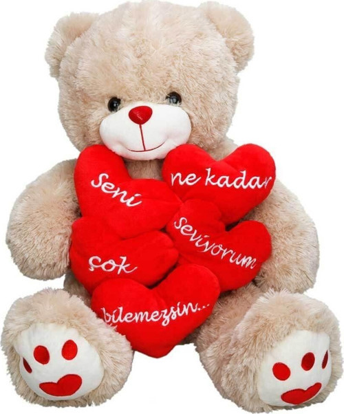 01015 Aşk Mesajlı Peluş Ayı 45cm Kız Erkek Çocuk Oyuncak Eğitici Oyuncaklar