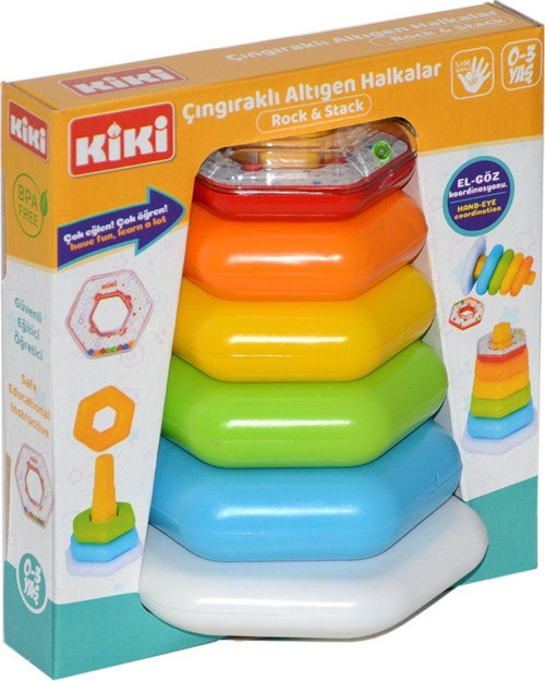 AE-1510 Kiki, Çıngıraklı Altıgen Halhalar / 0-3 yaş Kız Erkek Çocuk Oyuncak Eğitici Oyuncaklar