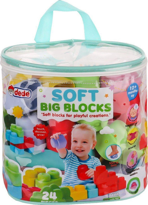 04008 Yumuşak Big Bloklar Çanta 24 Parça Kız Erkek Çocuk Oyuncak Eğitici Oyuncaklar