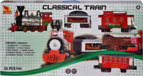 1555 Klasik Tren Seti Sesli ve Işıklı 35 Parça Kız Erkek Çocuk Oyuncak Eğitici Oyuncaklar