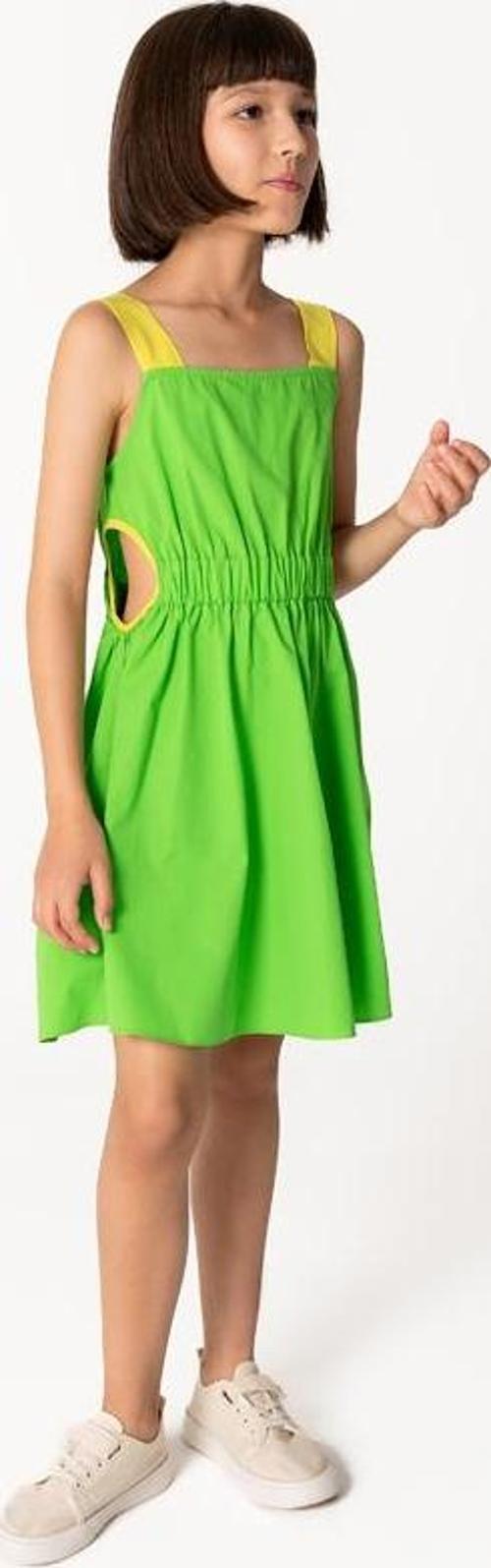 Askılı Beli Açık Pamuklu Kız Çocuk Elbise