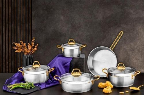 Polo 9 Parça Sade Gold Tencere Seti