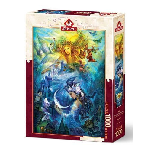 5218 Art Puzzle, Gündüz ve Gece Prensesleri 1000 Parça Kız Erkek Çocuk Oyuncak Eğitici Oyuncaklar