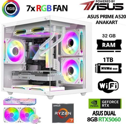 Prime x4 Ryzen 7 5700X 32GB  Ram 1TB M.2 NVMe SSD 8GB RTX5060 Sıvı Soğutmalı Masaüstü Oyuncu Bilgisayarı