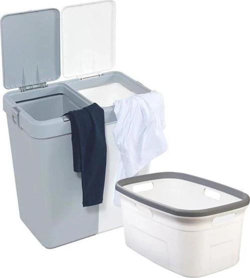 80 Lt İkili Dokunmatik Çamaşır Sepeti + Motek Çamaşır Selesi