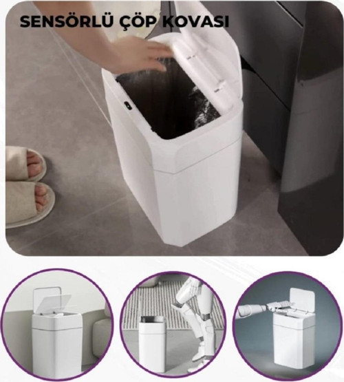 Sensörlü 12 Litre Mutfak Banyo Ofis Çöp Kovası Yerli Üretim