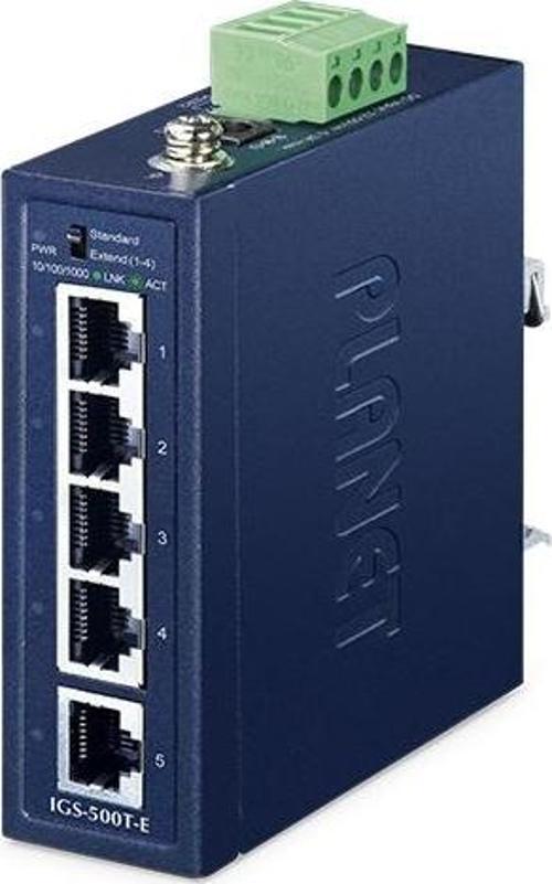 Compact Industrial 5-Port 10/100/1000T Ethernet Switch (-40~75 degrees C)