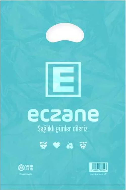 Bloklu Elgeçme Turkuaz Eczane Poşeti 17x26 cm - 800 Adet