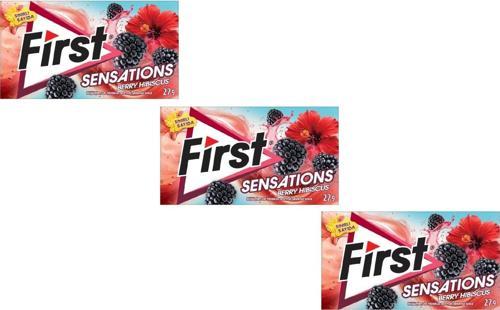 Sensations Berry Hibiscus Böğürtlen ve Hibiskus Aromalı Şekersiz Tatlandırıcılı Sakız - 3'lü Paket