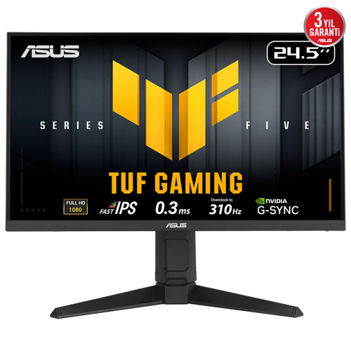 TUF GAMING VG259QMRL5A 24,5" 0.3ms, 310Hz, Full HD, DP, 2xHDMI, Hoparlör, Pivot, Fast IPS LED, ELMB Sync Premi