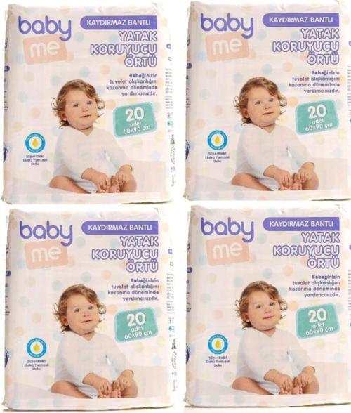 Kaydırmaz Bantlı 20 Adet 60X90 Cm Yatak Koruyucu Örtü X 4 Adet