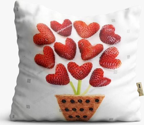 Kırlent Kılıfı 42x42cm Dekoratif Kırlent Yastık Kılıfı Kalpli Tasarım Modeli Lv 20