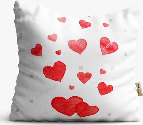 Kırlent Kılıfı 42x42cm Dekoratif Kırlent Yastık Kılıfı Kalpli Tasarım Modeli Lv 26