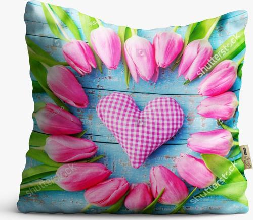 Kırlent Kılıfı 42x42cm Dekoratif Kırlent Yastık Kılıfı Kalpli Tasarım Modeli Lv 42