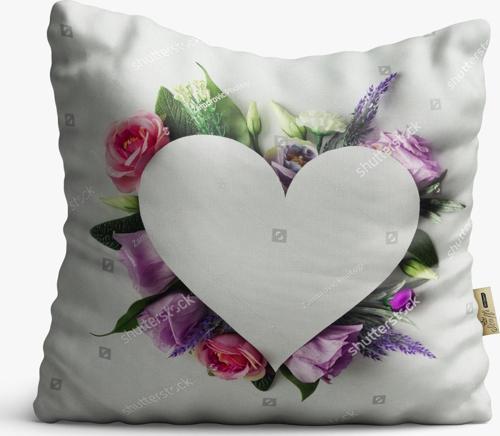 Kırlent Kılıfı 42x42cm Dekoratif Kırlent Yastık Kılıfı Kalpli Tasarım Modeli Lv 22