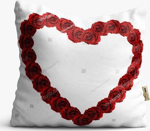 Kırlent Kılıfı 42x42cm Dekoratif Kırlent Yastık Kılıfı Kalpli Tasarım Modeli Lv 44