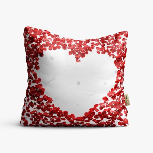 Kırlent Kılıfı 42x42cm Dekoratif Kırlent Yastık Kılıfı Kalpli Tasarım Modeli Lv 41