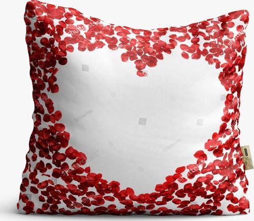 Kırlent Kılıfı 42x42cm Dekoratif Kırlent Yastık Kılıfı Kalpli Tasarım Modeli Lv 41