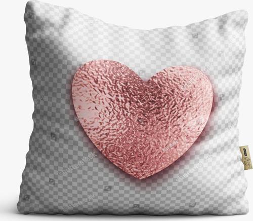 Kırlent Kılıfı 42x42cm Dekoratif Kırlent Yastık Kılıfı Kalpli Tasarım Modeli Lv 09