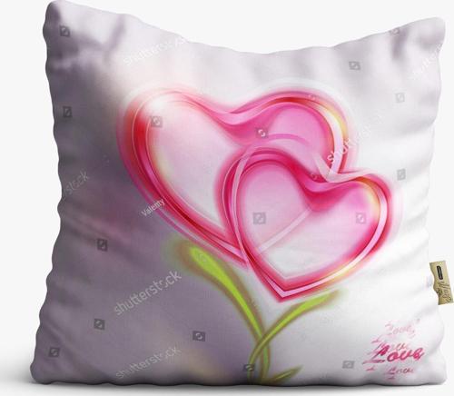 Kırlent Kılıfı 42x42cm Dekoratif Kırlent Yastık Kılıfı Kalpli Tasarım Modeli Lv 29