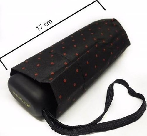 Mini Cep Bayan Şemsiye, Kırmızı Puanteli 17 cm, Ultra Mini Şemsiye