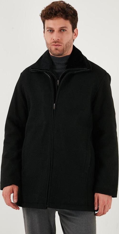 Slim Fit Çıkarılabilir Tüylü Yaka Detaylı Astarlı Kaşe Erkek Kaban 58400217 SİYAH