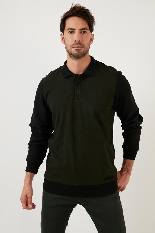 Pamuklu Regular Fit Polo Yaka Erkek Sweat 5905040 HAKİ