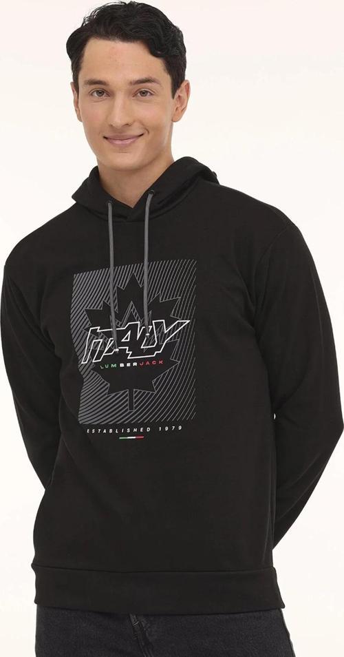 Baskılı Regular Fit Kapüşonlu Erkek Sweat 17SD1047 4PR SİYAH