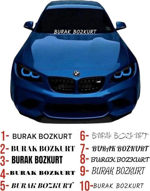 Isme Özel Yazı Beyaz Ön Cam Sticker Araç Oto Traktör