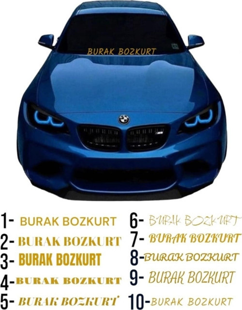 Isme Özel Yazı Gold Ön Cam Sticker Araç Oto Traktör