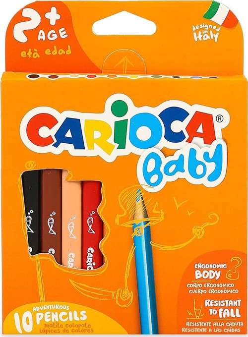 Eğlenceli Oyuncak Carioca Baby Jumbo Üçgen Kuru Boya Kalemi 10'lu Kız Erkek Çocuk Eğitici Eğitici