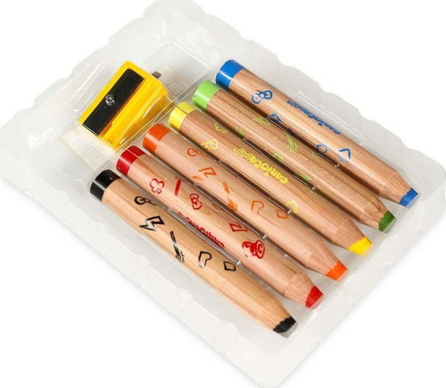 Öğretici Oyuncak Carioca Jumbo Bebek Ahşap Gövdeli Boya Kalemi 6'lı Kız Erkek Çocuk Eğitici Eğiti
