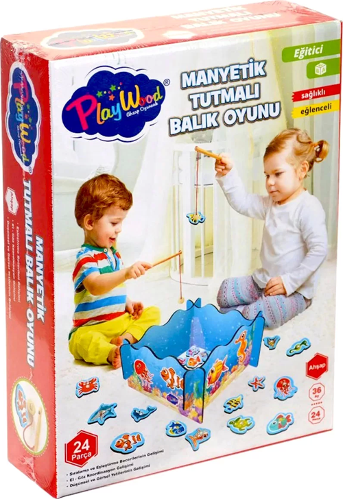 Eğlenceli Oyuncak Playwood Ahşap Manyetik Balık Tutma Oyunu Kız Erkek Çocuk Eğitici Eğitici Oyunca