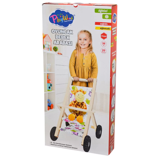 Kız Erkek Çocuk Oyuncak Playwood Ahşap Oyuncak Bebek Arabası Kız Erkek Çocuk Eğitici
