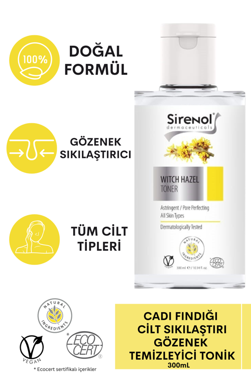 Natural Cadı Fındığı Cilt Sıkılaştırıcı Gözenek Temizleyici Tonik 300 mL