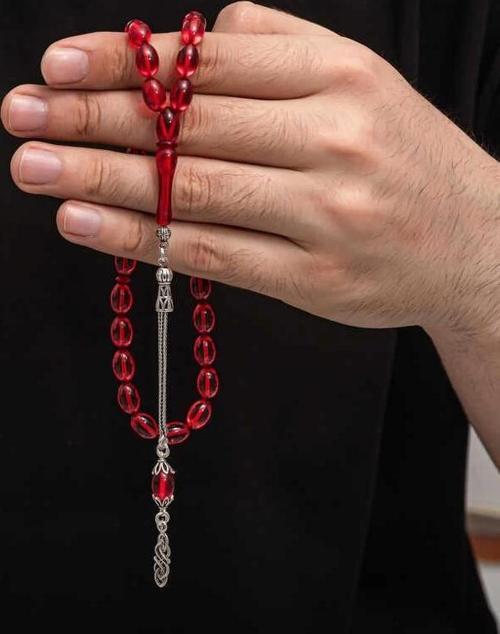 Gümüş Püskül Sıkma Kehribar Tesbih