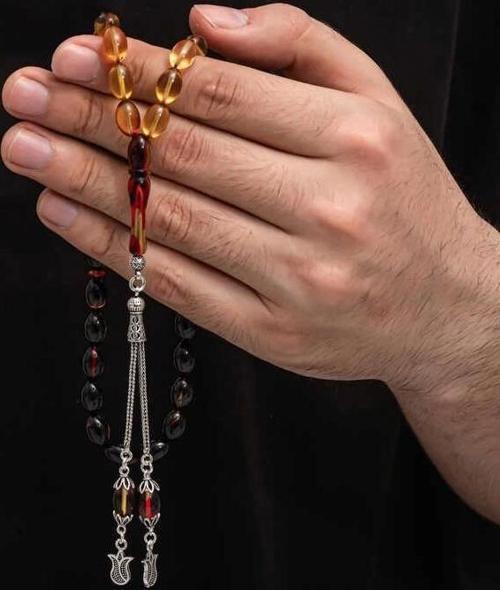 Gümüş Püskül Sıkma Kehribar Tesbih