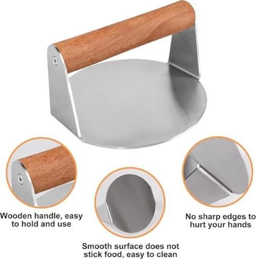 Çelik Smash Burger Hamburger Presi 12 Cm Yuvarlak 304 Kalite