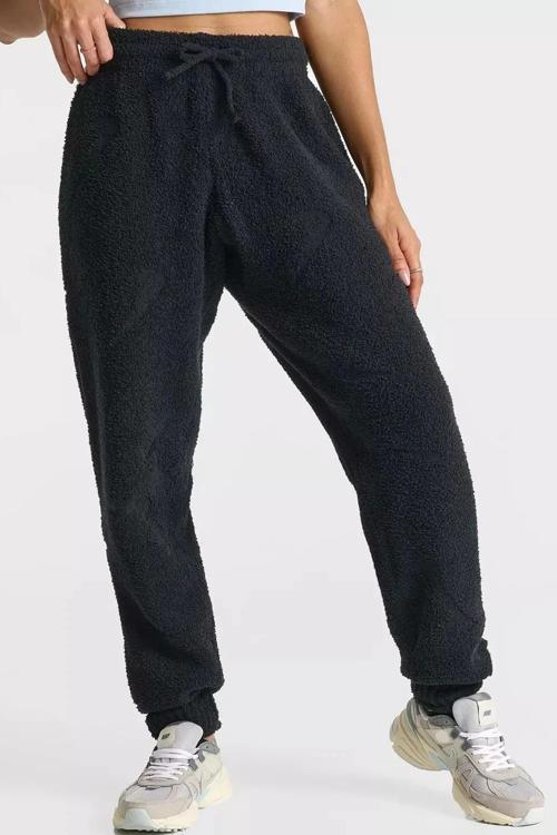 Phoenix Cozy Bouclé High Rise Oversize Knit Pants Kadın Oversize Yüksek Bel Örgü Eşofman Altı Siyah