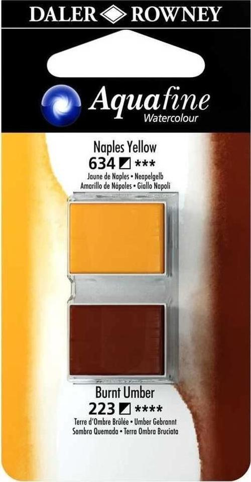 Aquafine 1/2 Tablet Sulu Boya 2'li Set NAPLES YELLOW / BURNT UMBER