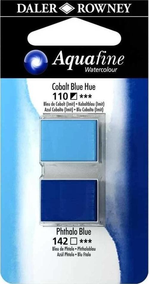 Aquafine 1/2 Tablet Sulu Boya 2'li Set COBALT BLUE HUE / PHTHALO BLUE
