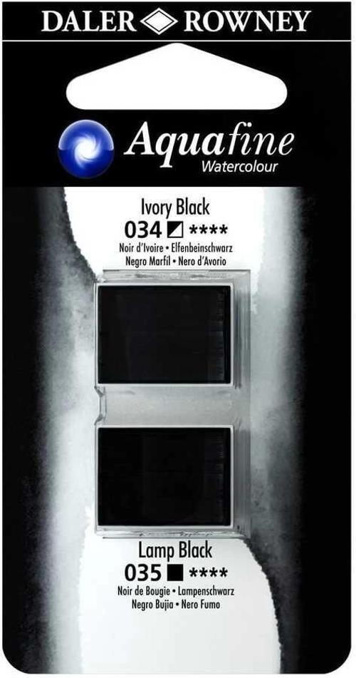 Aquafine 1/2 Tablet Sulu Boya 2'li Set IVORY BLACK / LAMP BLACK