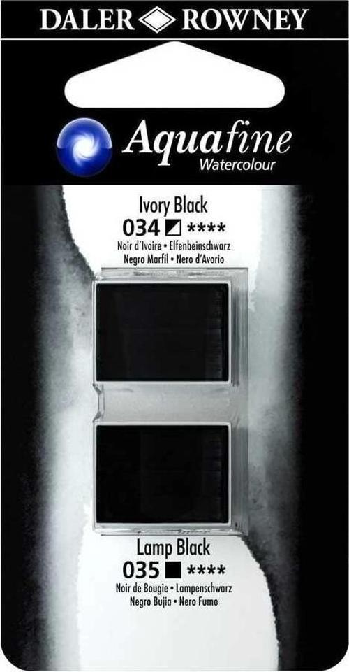 Aquafine 1/2 Tablet Sulu Boya 2'li Set IVORY BLACK / LAMP BLACK