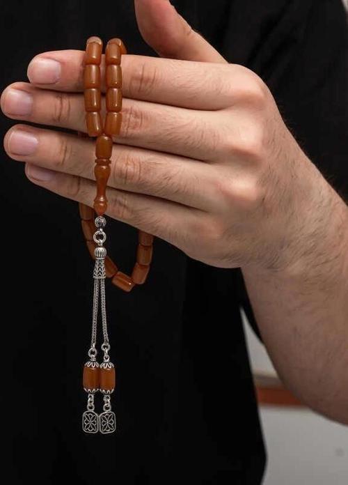 Gümüş Püskül Sıkma Kehribar Tesbih