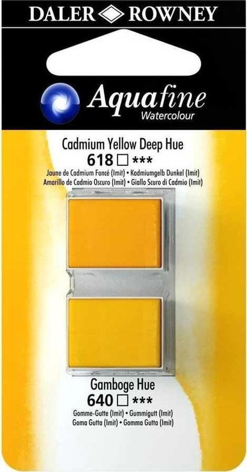 Aquafine 1/2 Tablet Sulu Boya 2'li Set CADMIUM YELLOW DEEP HUE / GANBOGE HUE