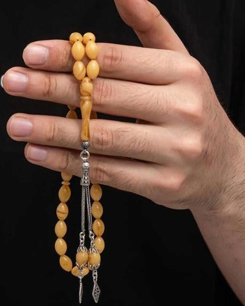 Gümüş Püskül Sıkma Kehribar Tesbih