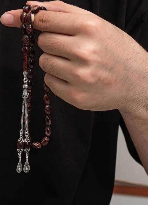 Gümüş Püskül Sıkma Kehribar Tesbih